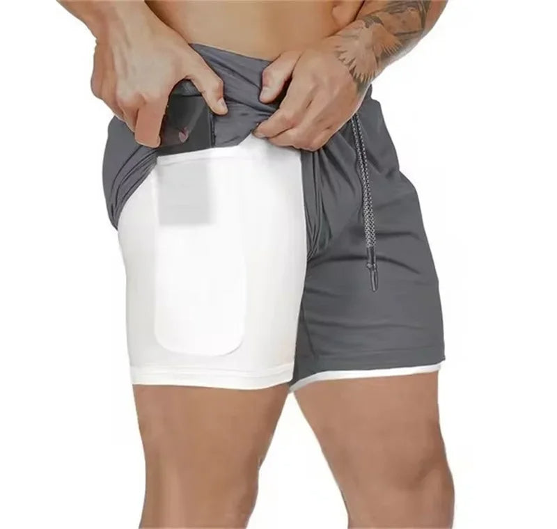 Levoire | 2 en 1 Shorts de sport pour hommes Gris foncé