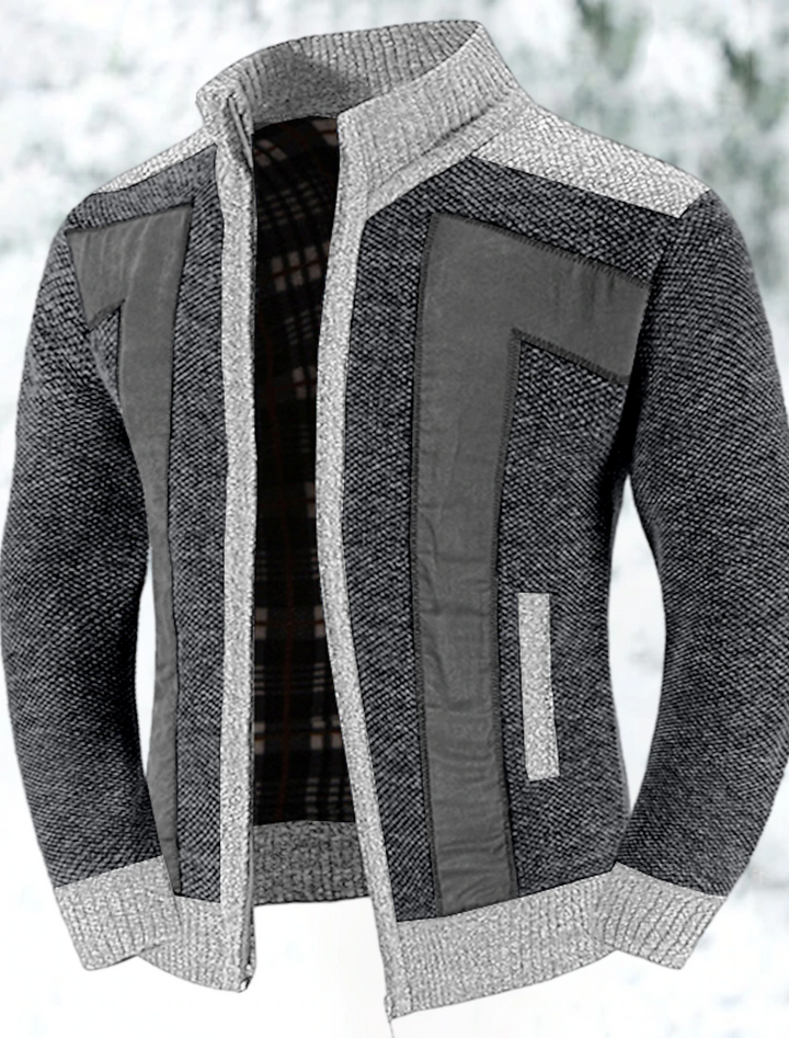 Levoire | Veste En Maille Chaude Pour Hommes Au Design Classique Gris