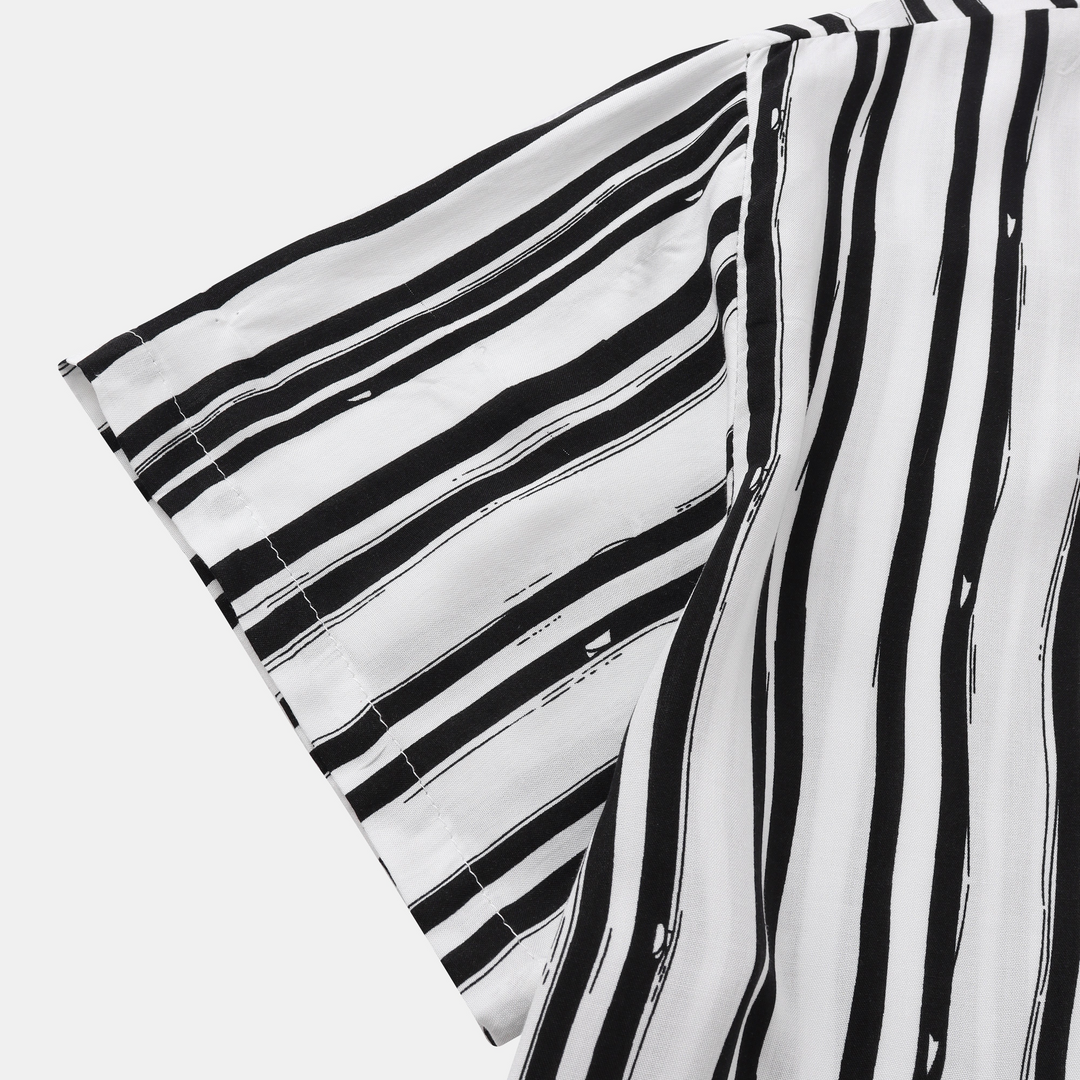 Levoire | Chemise À Manches Courtes Pour Hommes Blanc Noir
