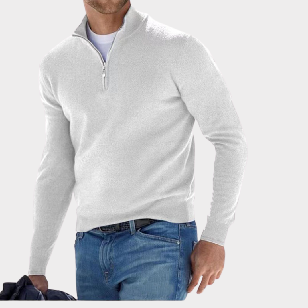 Levoire | Pull À Col Zippé Stylé Blanc