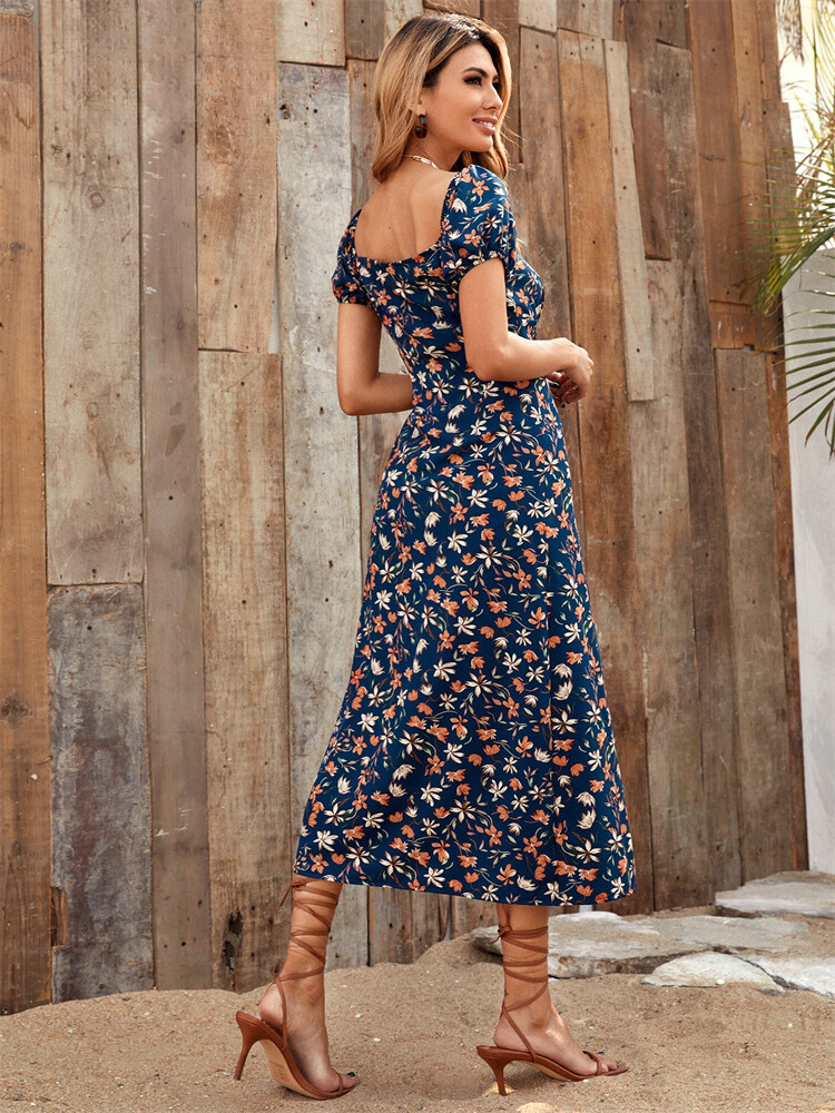 Levoire | Robe Élégante À Fleurs Fendue