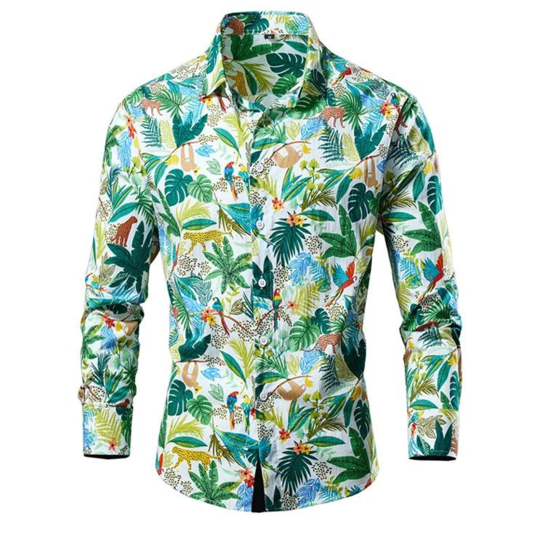 Levoire | Chemise À Fleurs Elegant Hommes Vert clair