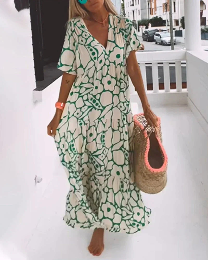 Levoire | Robe Florale Imprimée Élégante Vert