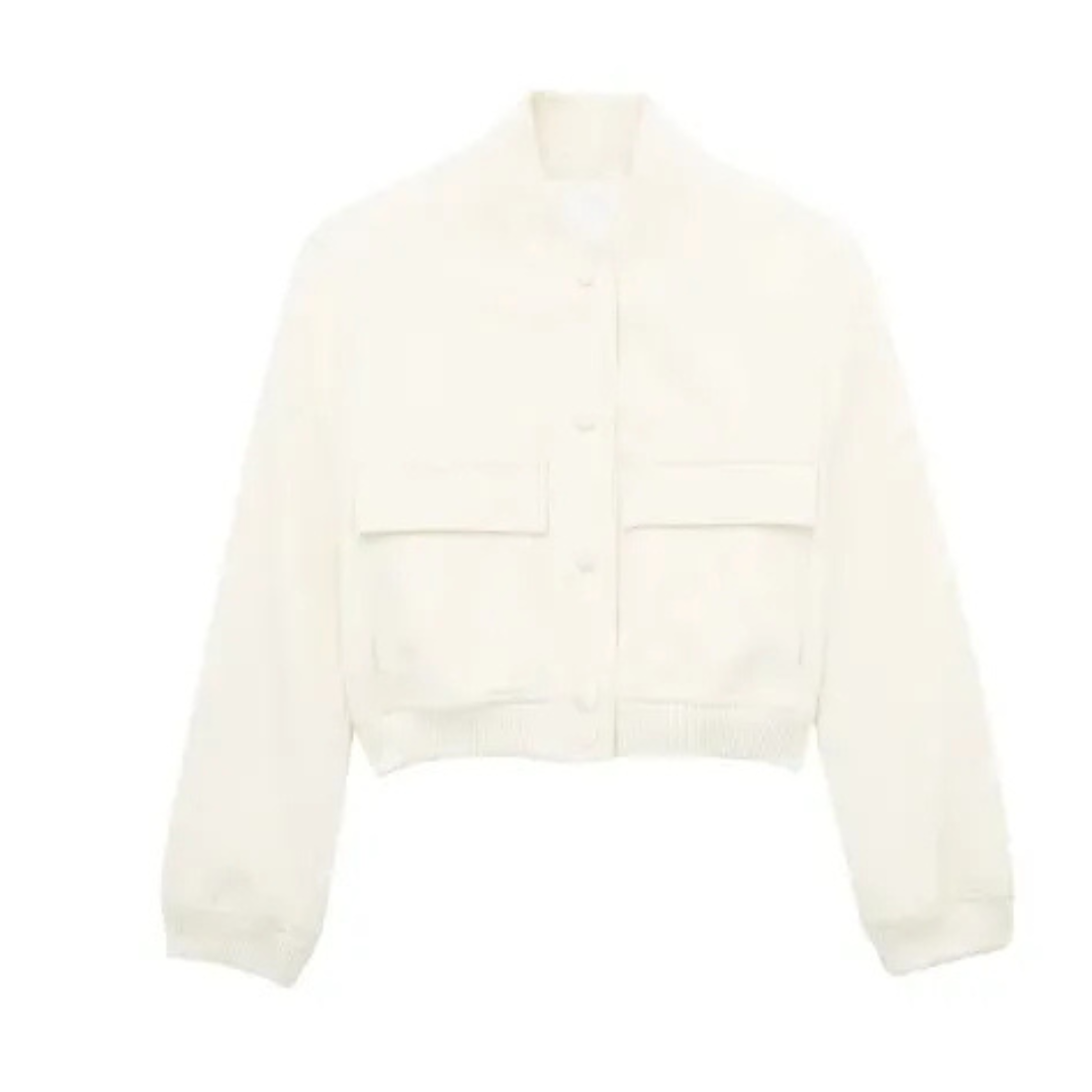 Levoire | Veste courte avec col rond pour femmes Blanc