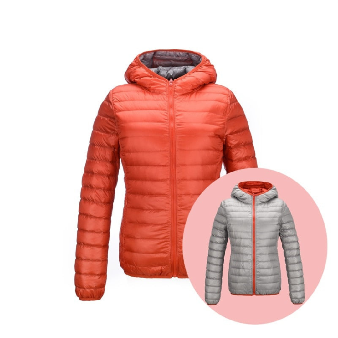 Levoire | Veste réversible en duvet pour femmes Orange et Gris