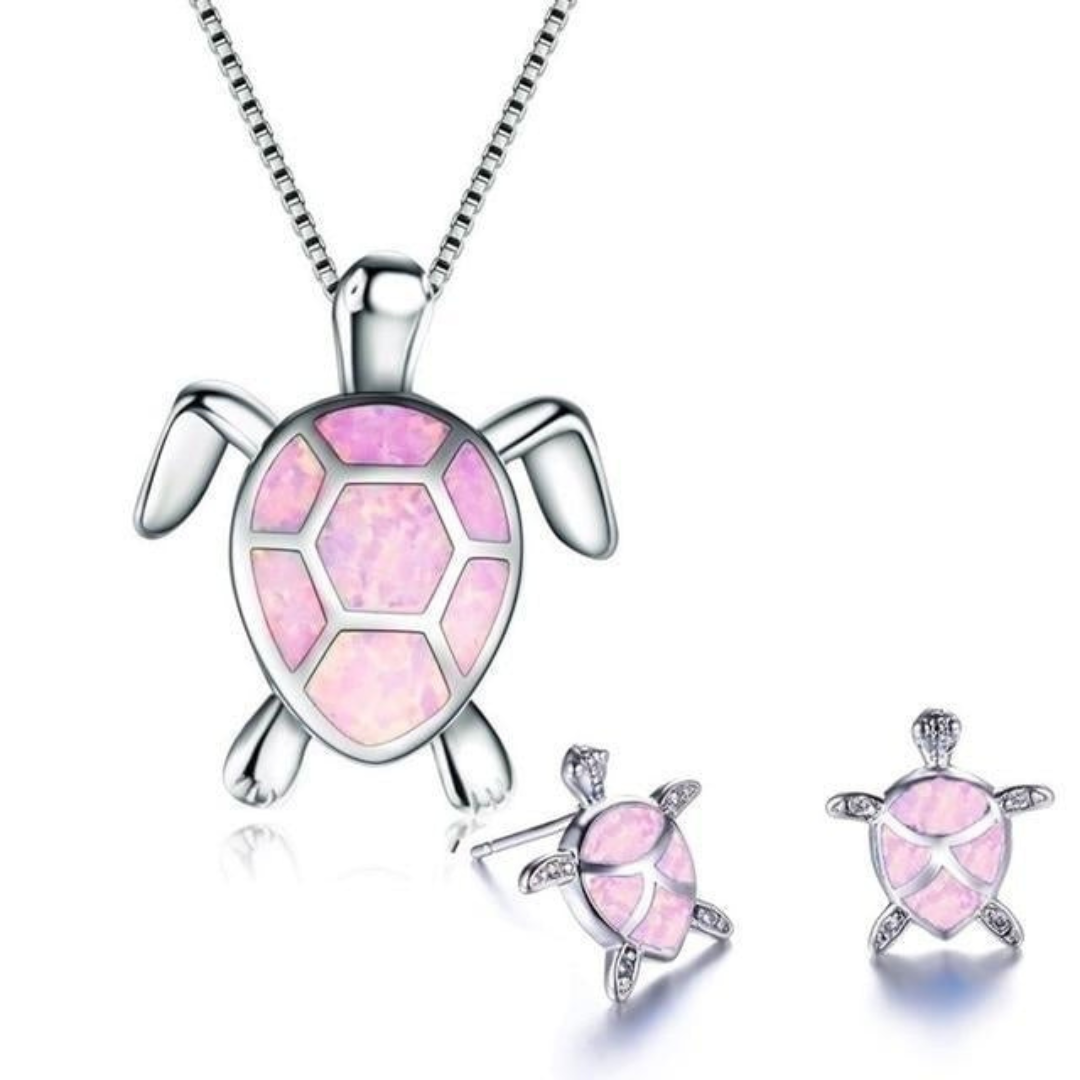 Levoire | Collier Tortue + Boucles D'Oreilles En Opale Et Argent Argent Rosa