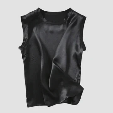 Levoire | Top Sans Manches En Satin De Soie Noir