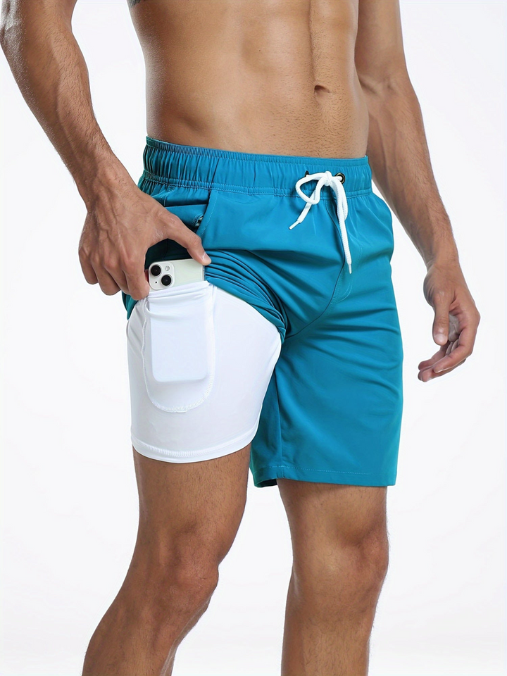 Levoire | Short de bain pour hommes à séchage rapide design à double couche Voir Blau