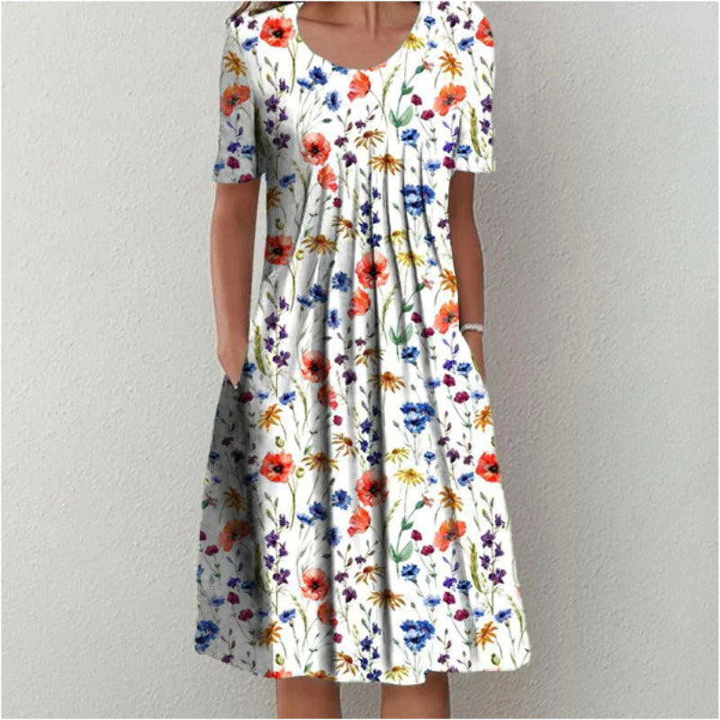 Levoire | Robe Intemporelle Avec Recouvrement Du Ventre Fleurs rouges