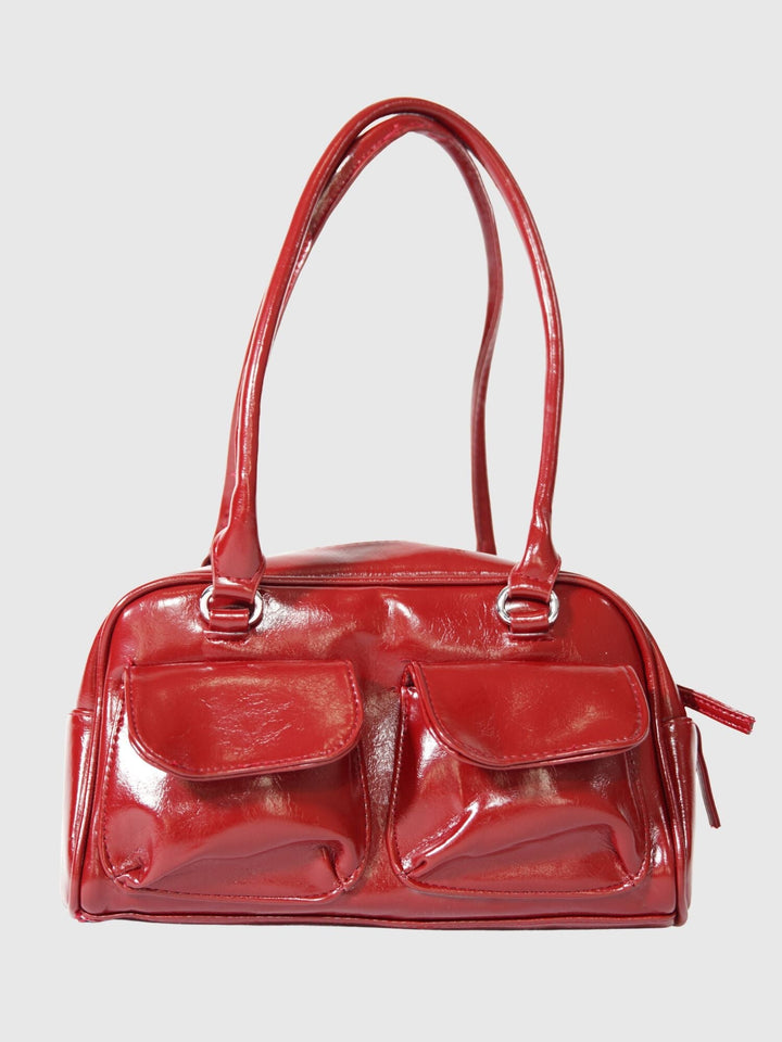 Levoire | Sac À Main En Cuir Brillant Avec Compartiments Latéraux Cerises