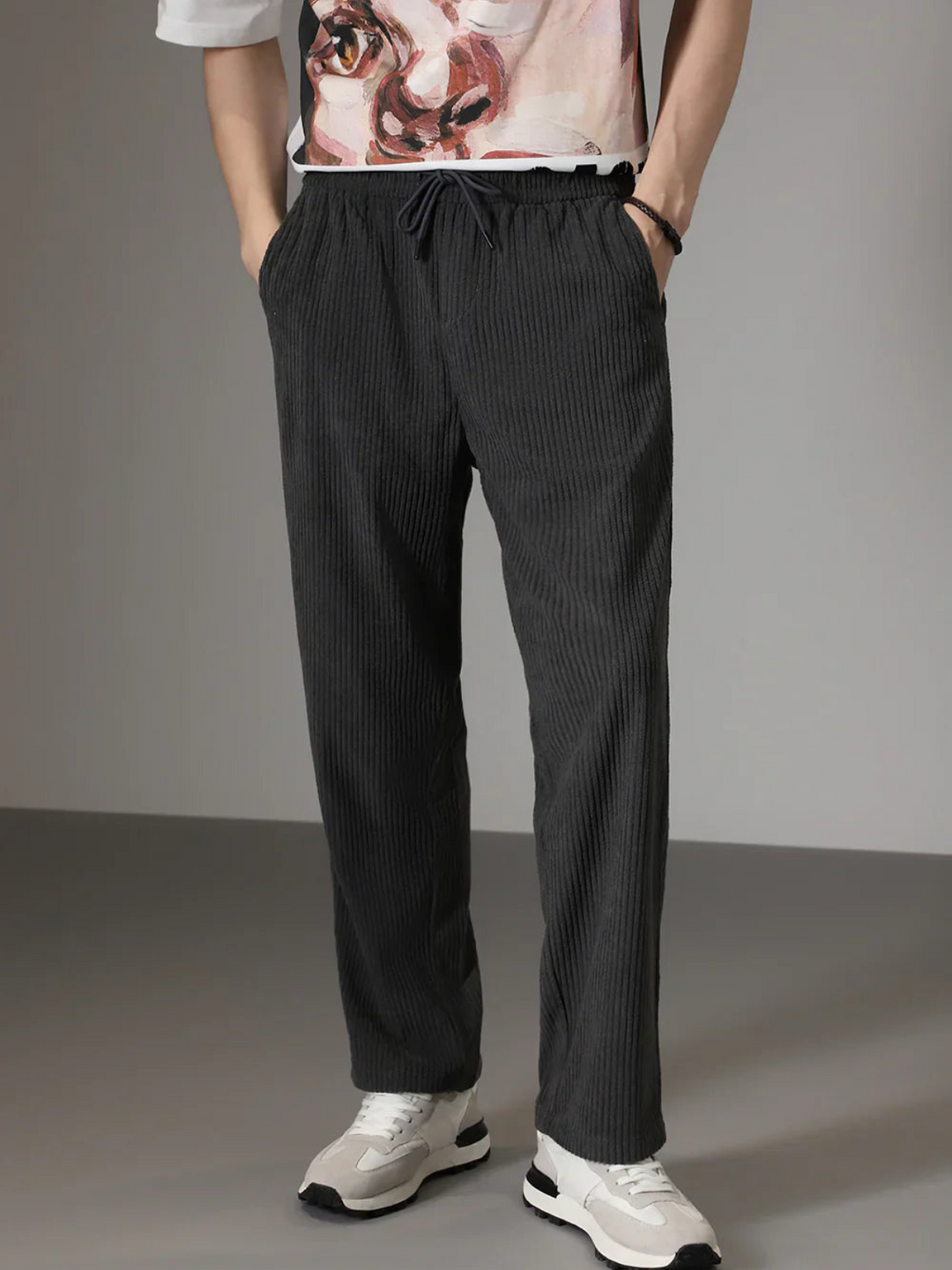 Levoire | Pantalon Chino à Rayures pour Hommes Pantalon Tendance pour Hommes en Velours Côtelé