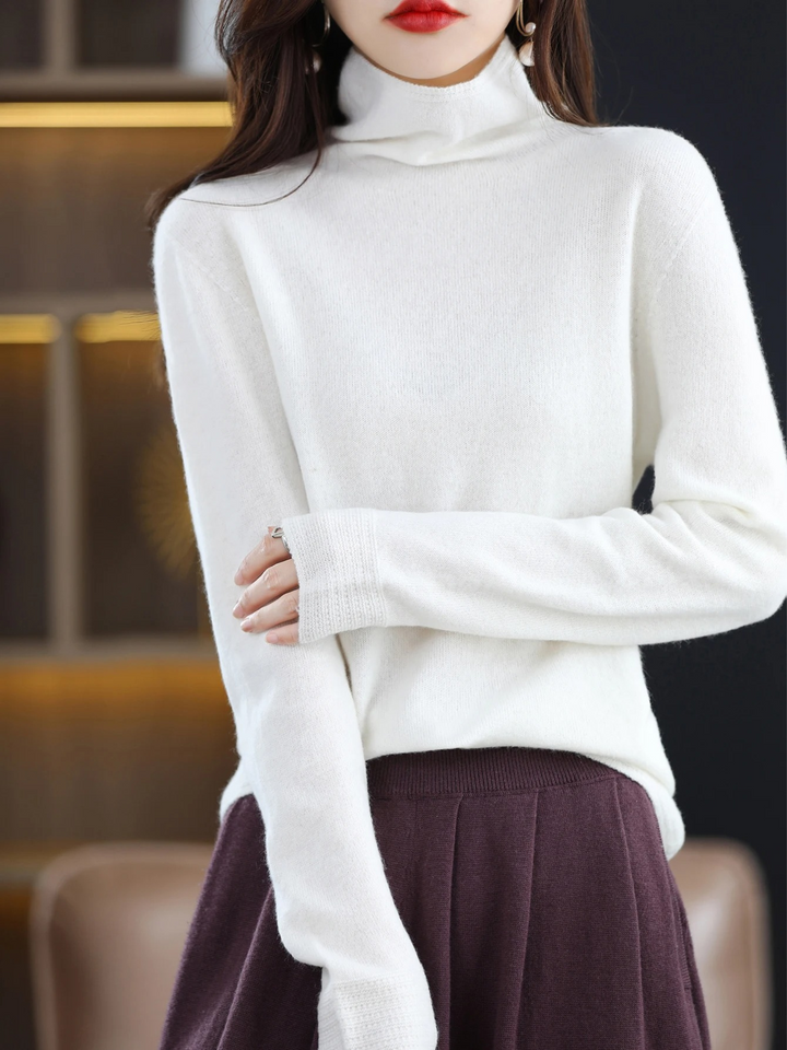 Levoire | Pull en cachemire Pull à col rond pour femmes Pull en tricot doux et confortable Blanc