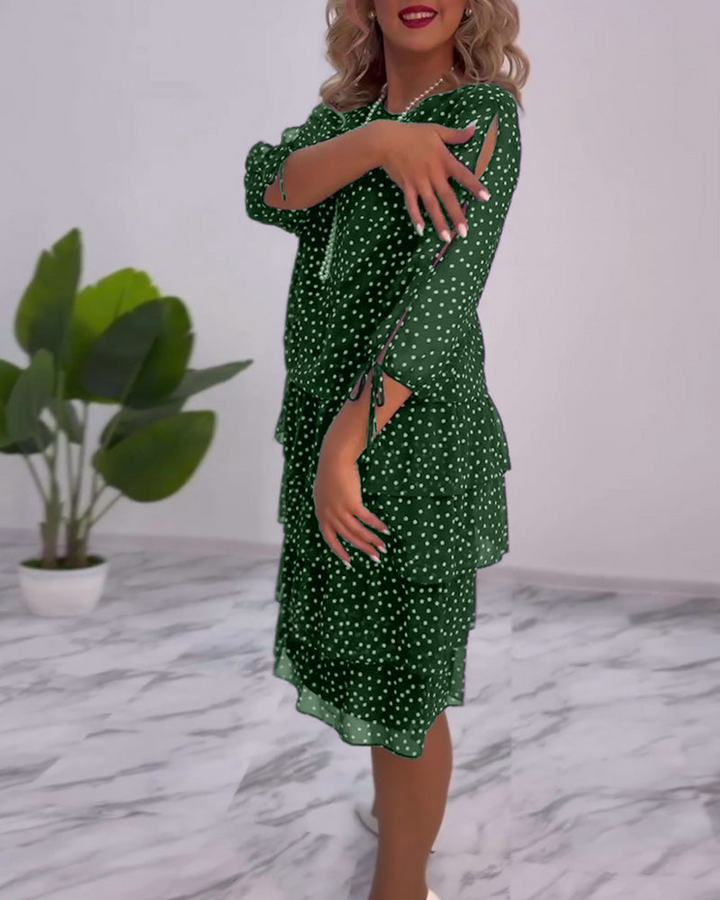 Levoire | Robe à pois festonnée pour femmes à jupe évasée