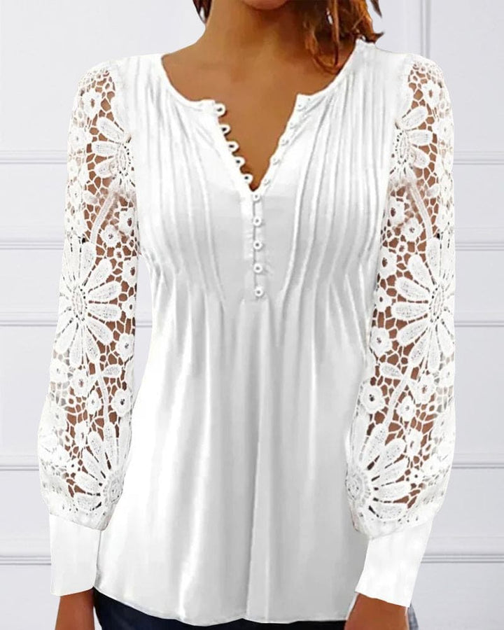 Levoire | Blouse En Dentelle À Manches Longues Et Décolleté En V