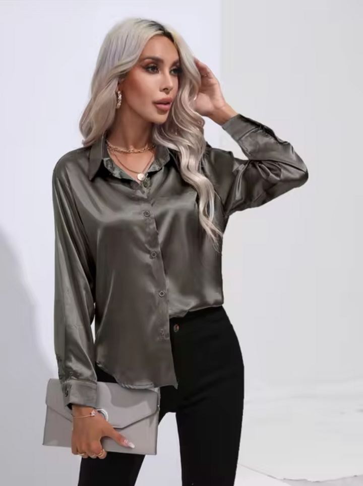 Levoire | Chemisier Luxe Avec Manches Longues Gris foncé