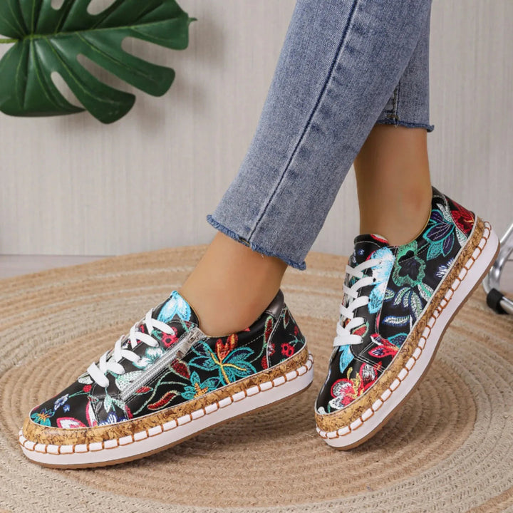 Levoire | Belles chaussures à lacets à motif floral pour femmes