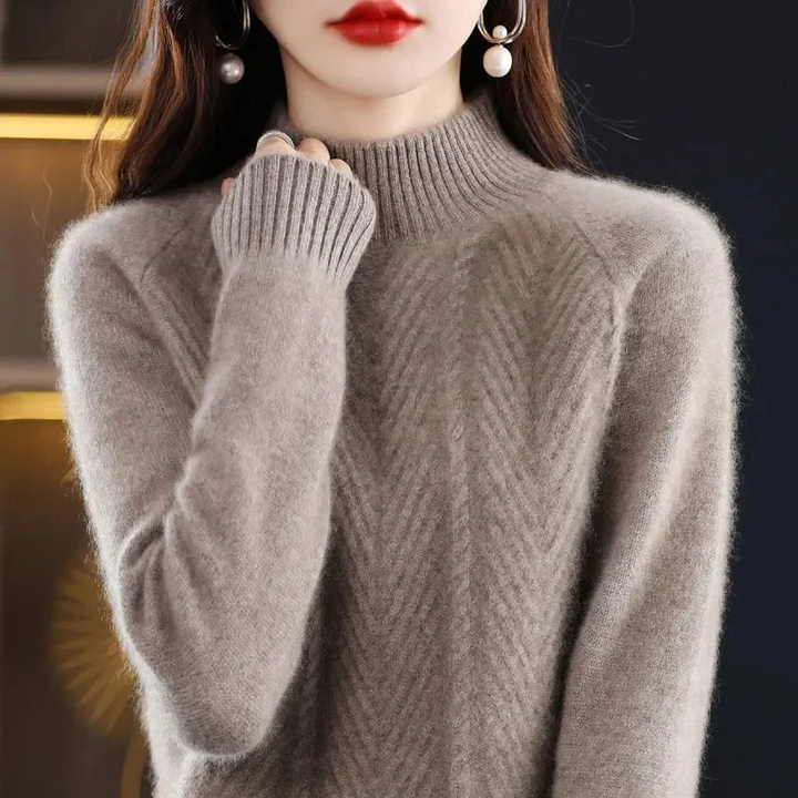 Levoire | Kashmir Pull Femme Col Montant Élégant Et Chaud Pull Braun