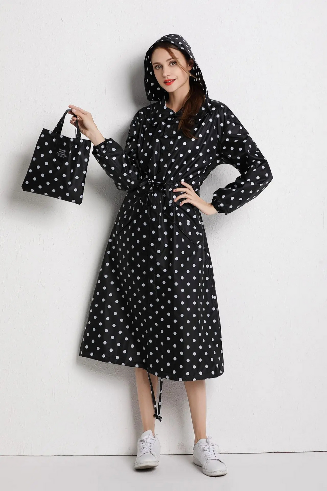 Levoire | Veste femme longue imperméable à l'eau Noir et blanc