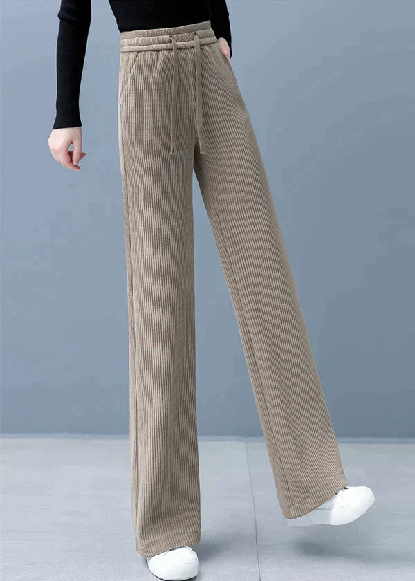 Levoire | Pantalons droits unicolores à jambe large Braun