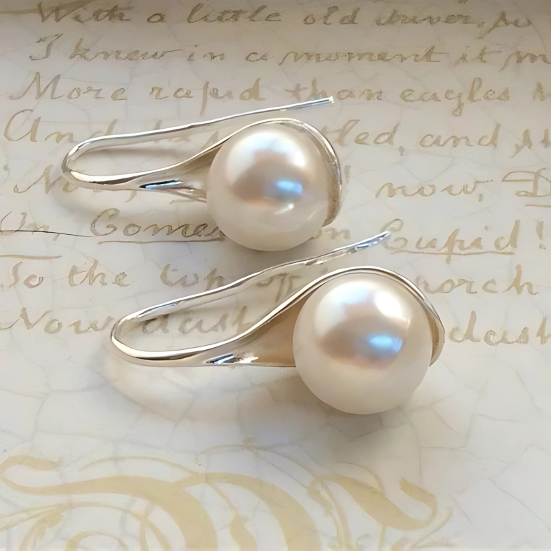 Levoire | Boucles D'Oreilles Goutte Classiques Avec Perles Argent 12 mm
