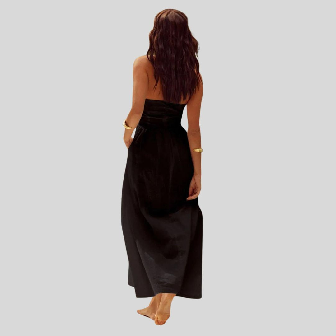 Levoire | Femme Robe longue élégante avec encolure ras du cou