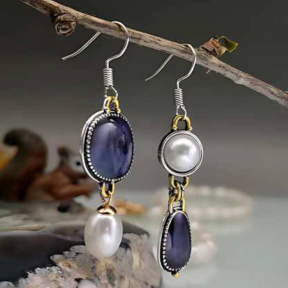 Levoire | Variété De Vin Boucles D'Oreilles En Pierre Naturelle Or Argent 5 cm