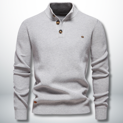 Levoire | Pull élégant et confortable avec des boutons Gris Clair