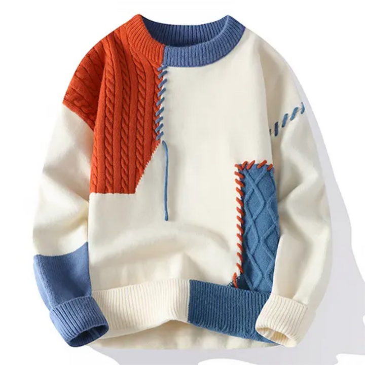 Levoire | Pull pour hommes Patchwork Blanc Orange