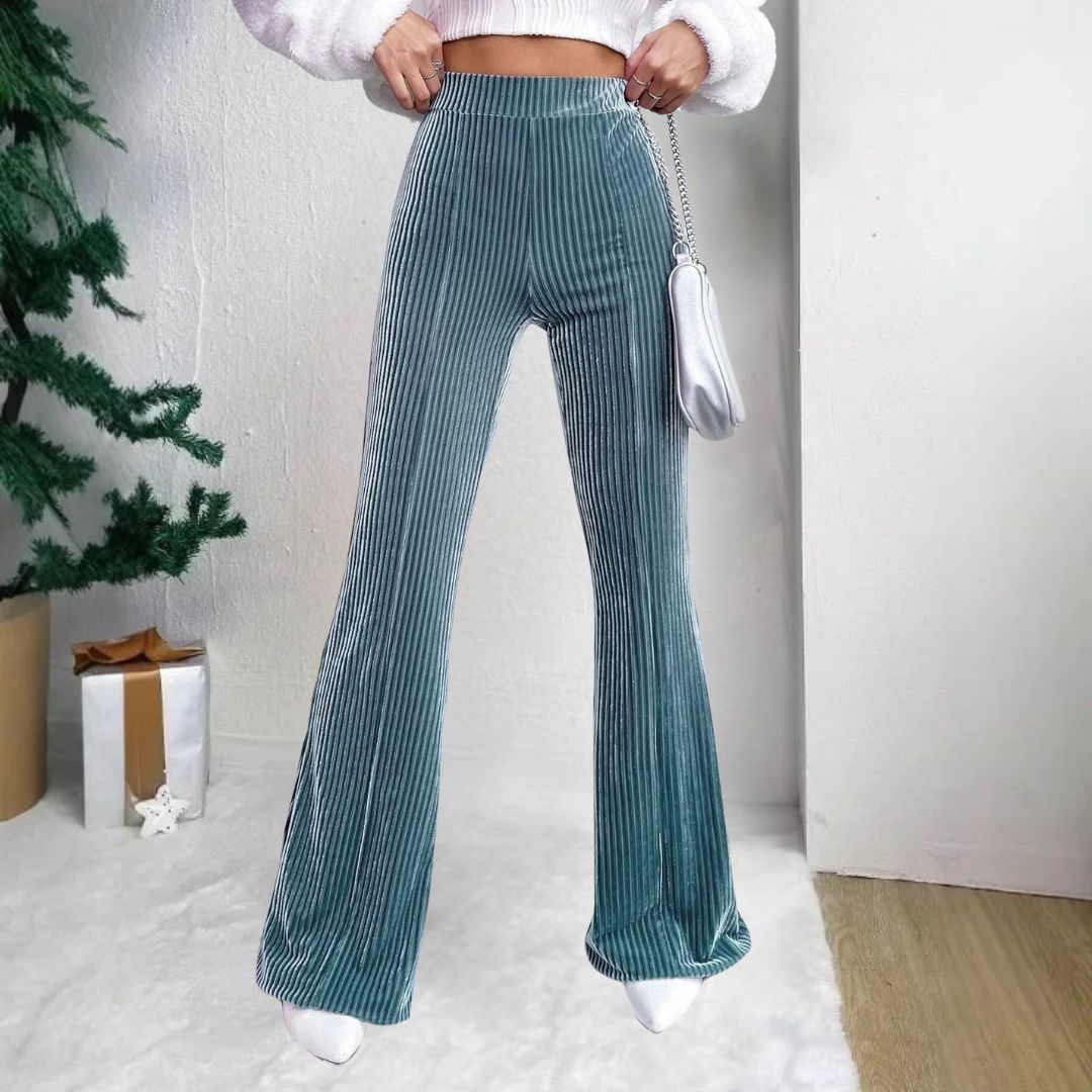 Levoire | Pantalons Évasés En Velours Pour Femmes Bleu