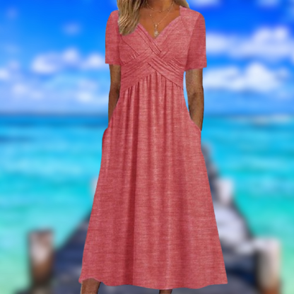 Levoire | Robe croisée à manches courtes Rosso