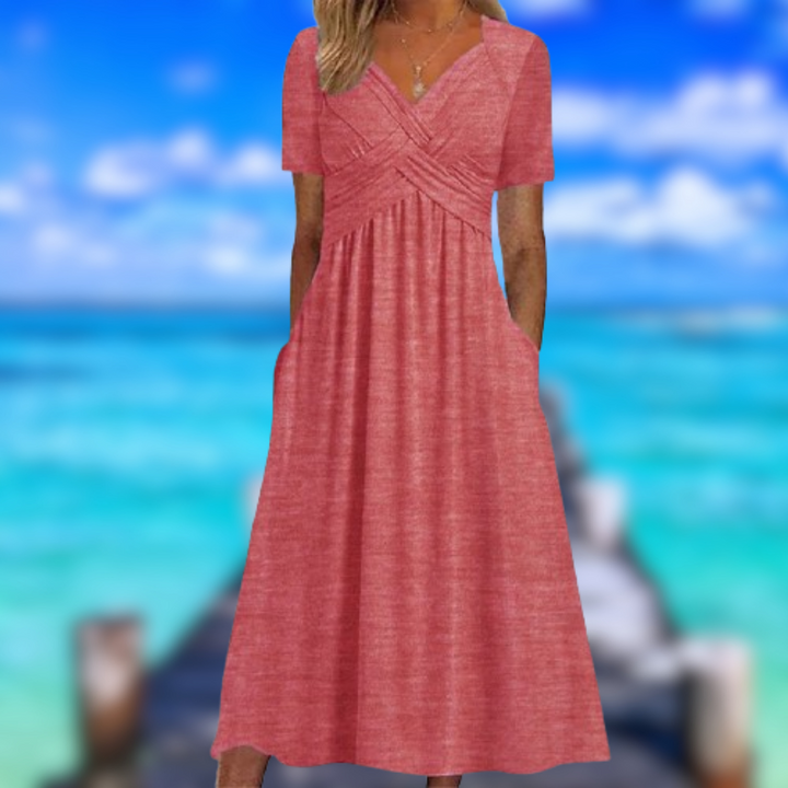 Levoire | Robe croisée à manches courtes Rosso