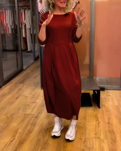 Levoire | Robe flatteuse pour femmes avec col rond élégante pour femmes Rouge vin