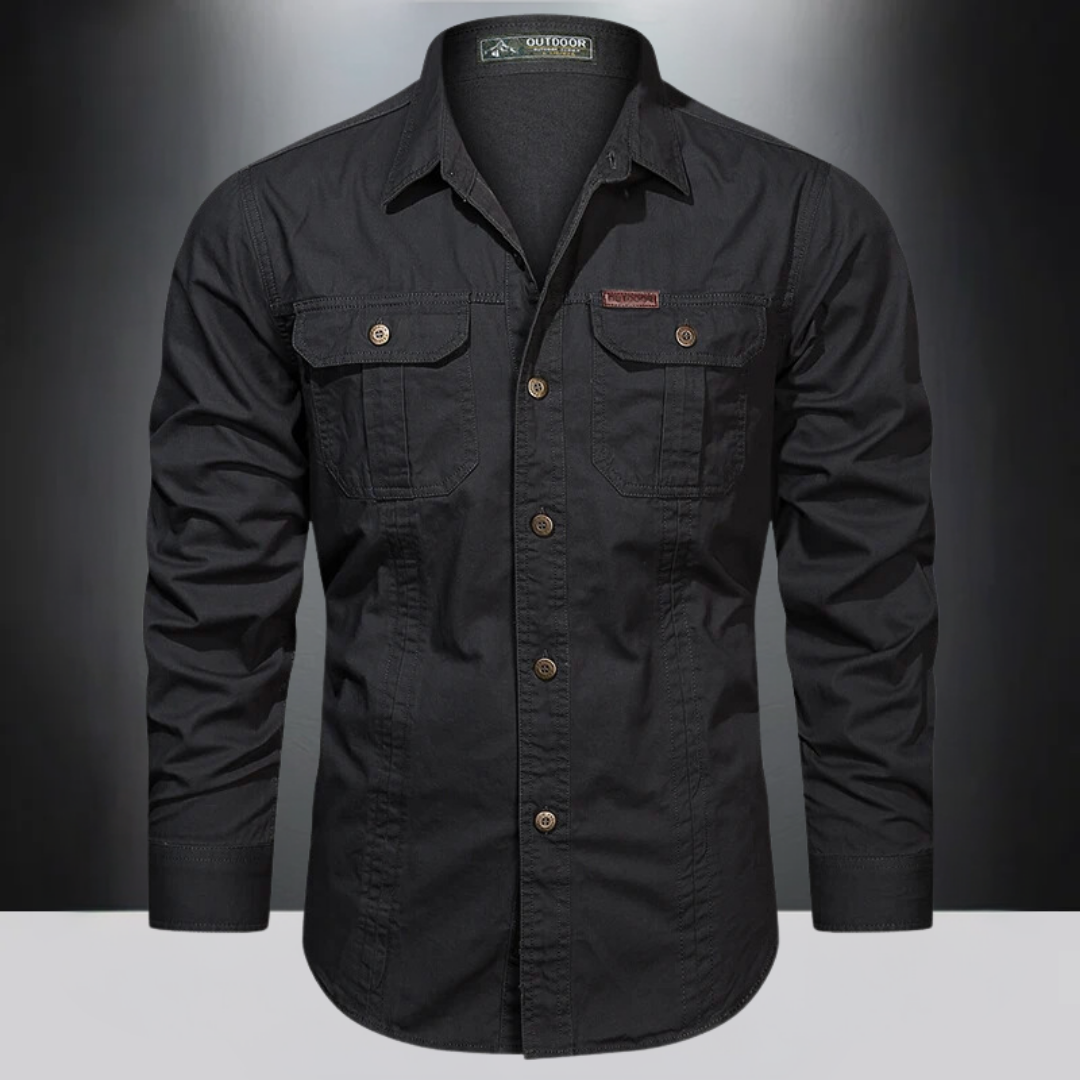 Levoire | Chemise Pour Hommes Avec Boutons, Adaptée À La Fois Pour La Détente Et Les Activités En Extérieur Noir
