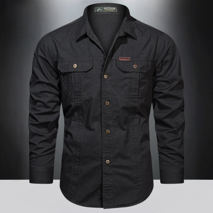 Levoire | Chemise Pour Hommes Avec Boutons, Adaptée À La Fois Pour La Détente Et Les Activités En Extérieur Noir