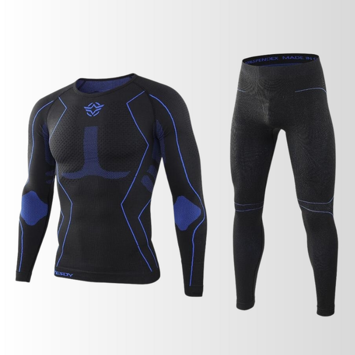 Levoire | Ensemble de sous-vêtements thermiques pour hommes Ajustement excellent Respirant et régulateur d'humidité Noir Bleu