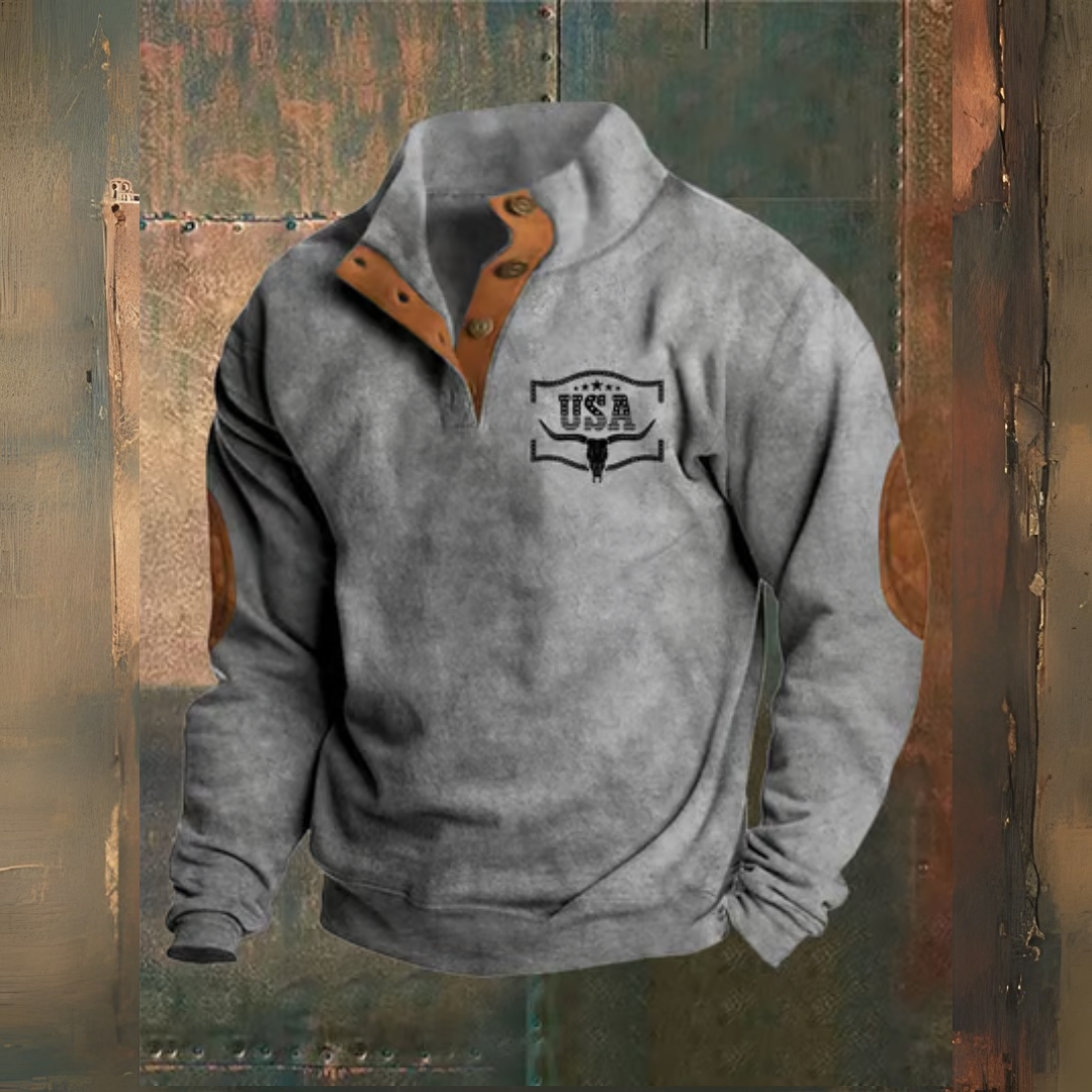 Levoire | Pull Western Avec Impression Vintage Gris
