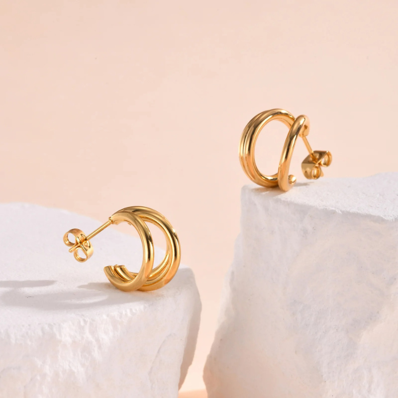 Levoire | Boucles D'Oreilles Géométriques À Double Couche
