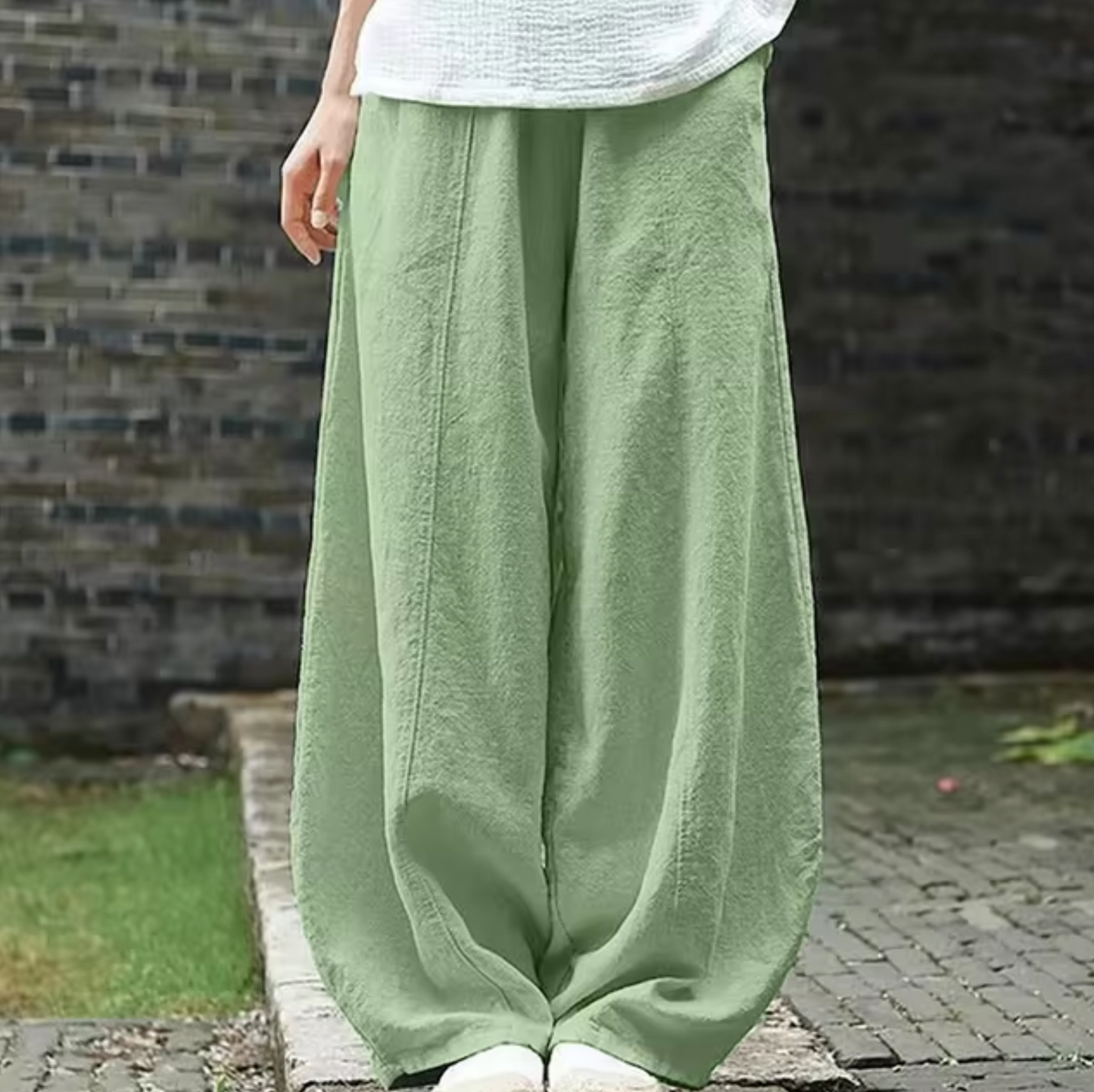 Levoire | Pantalon En Lin Et Coton Vert