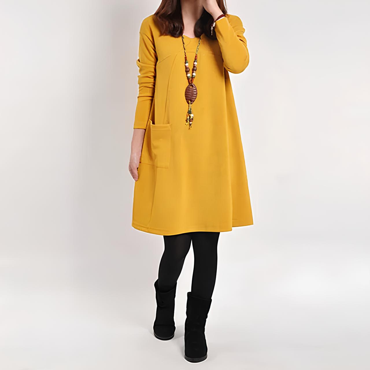 Levoire | Robe Élégante Avec Une Poche Jaune