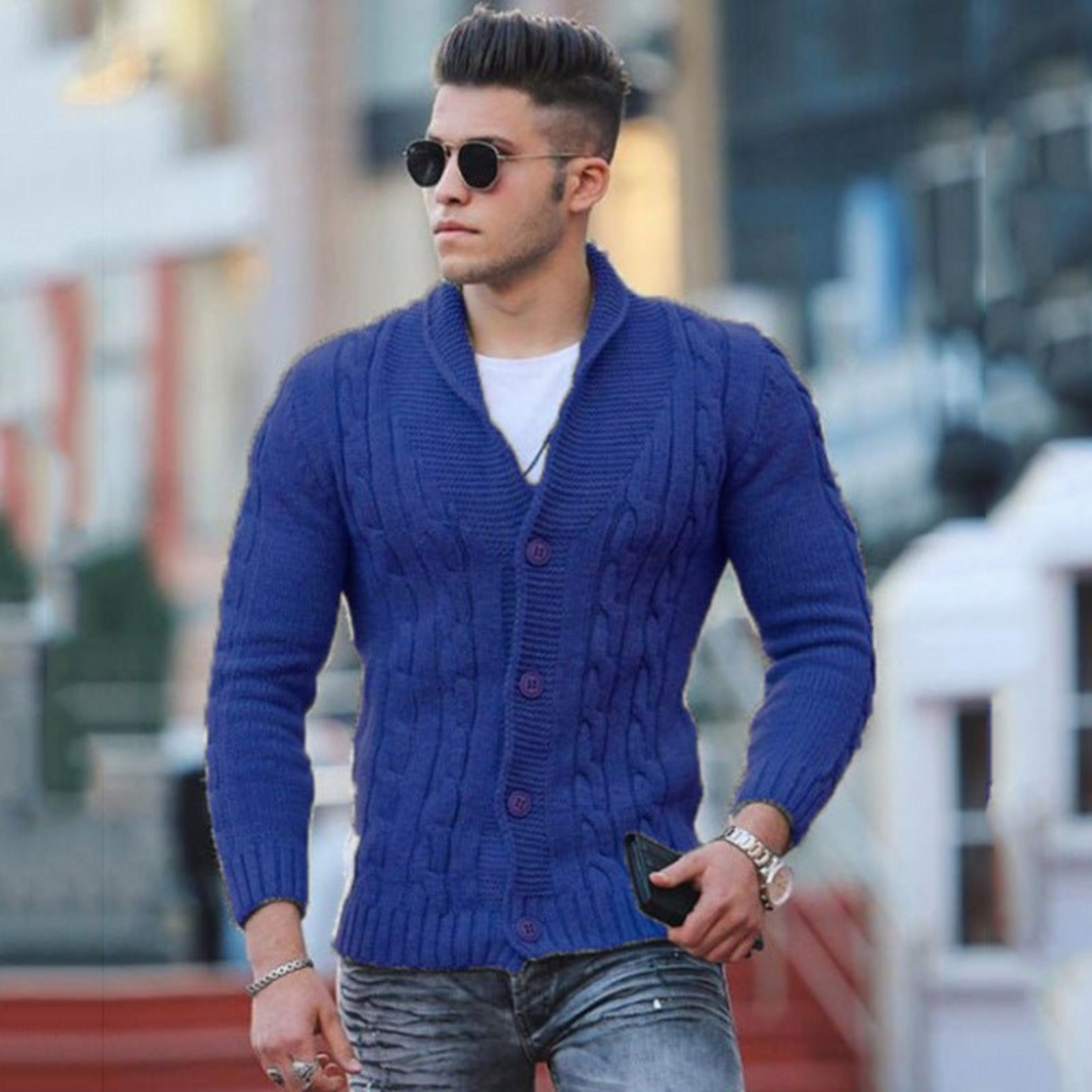 Levoire | Pull Over Chaleur Pour Hommes Classique Bleu