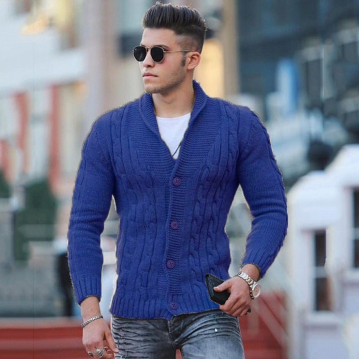 Levoire | Pull Over Chaleur Pour Hommes Classique Bleu