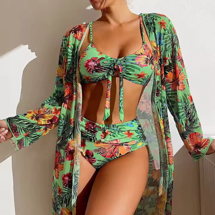 Levoire | Femmes Ensemble de Bikini à la Mode 3 Pièces avec Couverture Élégante Vert
