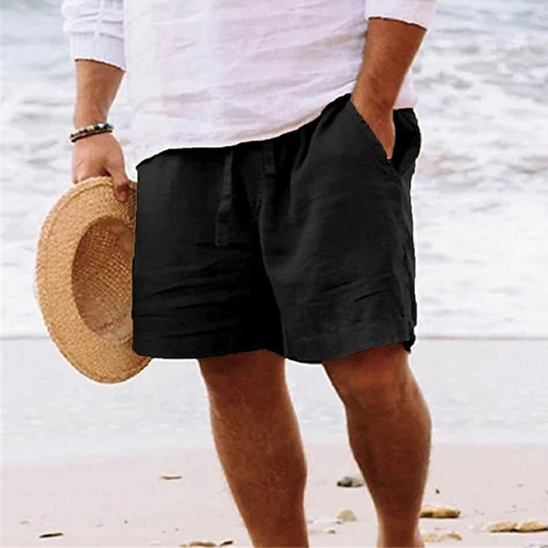 Levoire | Shorts d'été pour hommes Shorts chino en lin élégants pour hommes Noir