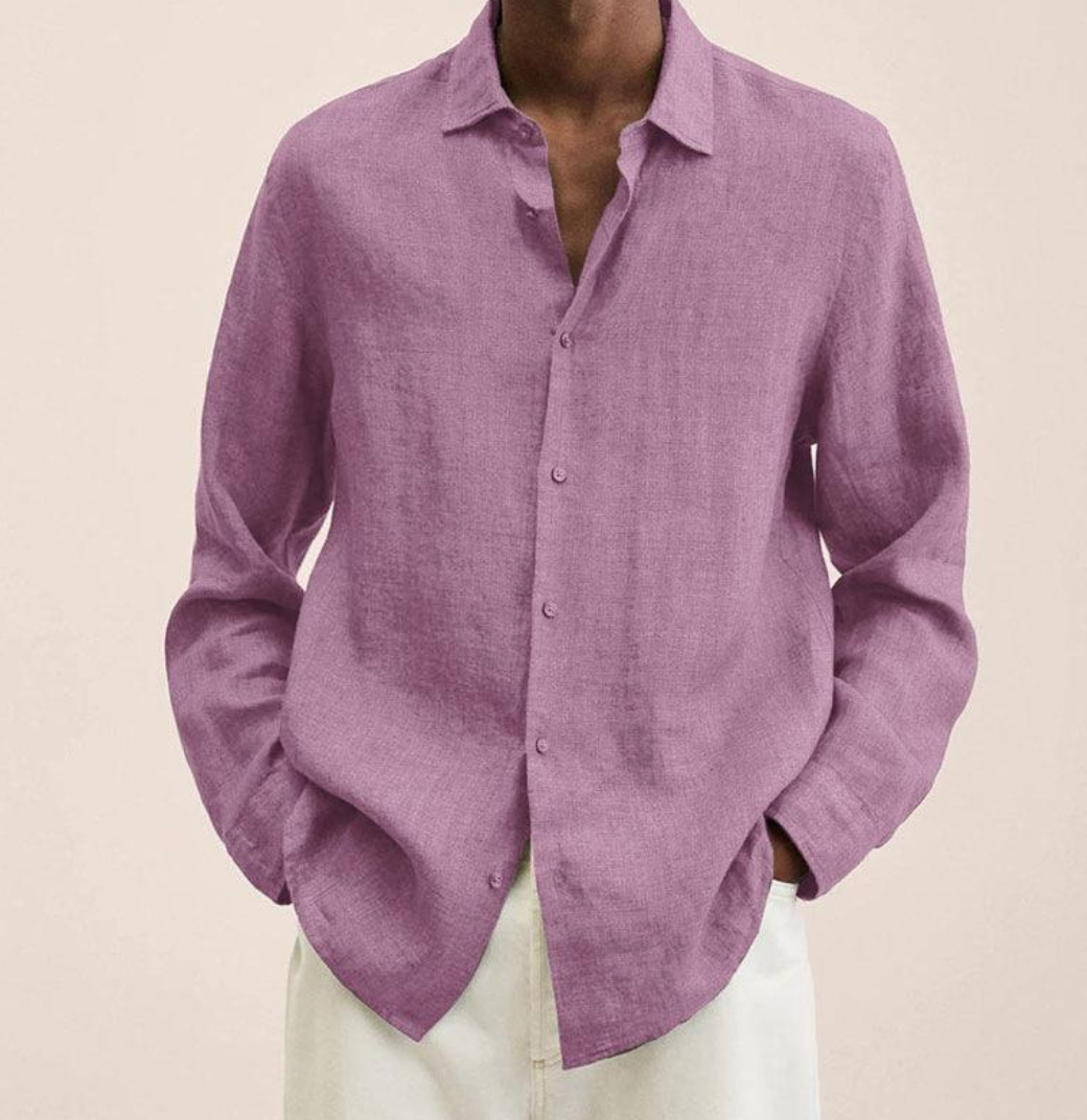 Levoire | Chemise en lin pour hommes Chemise d'été élégante pour hommes Rosa