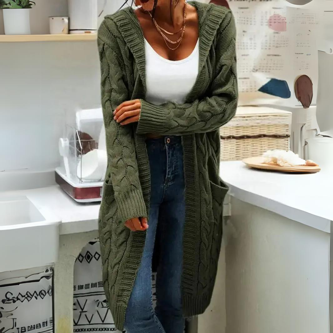 Levoire | Veste À Capuche En Tricot Grande Taille Confortable Vert