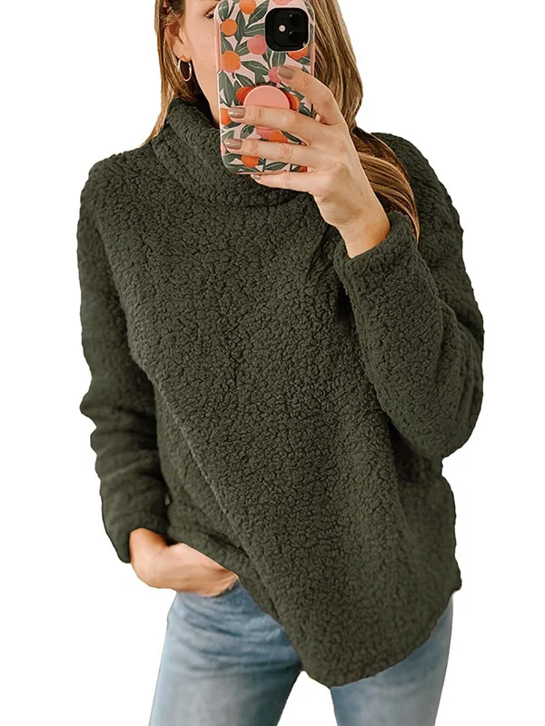 Levoire | Pull Décontracté Coupe Ample Avec Col Haut Et Manches Longues Olive vert