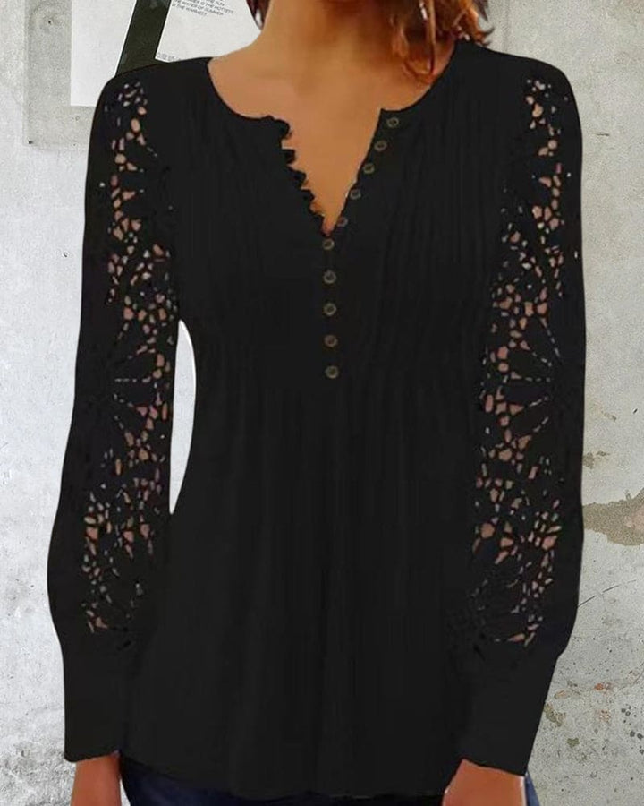 Levoire | Blouse En Dentelle À Manches Longues Et Décolleté En V