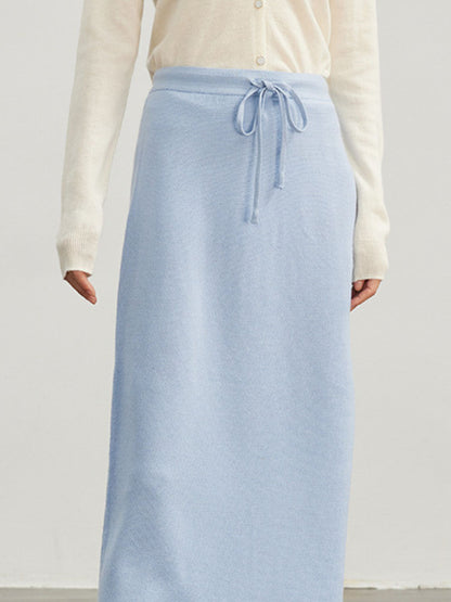 Jupe en Maille Laineuse avec Détail Lacé