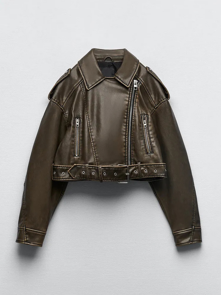 Levoire | Veste courte en simili cuir pour femmes chaude