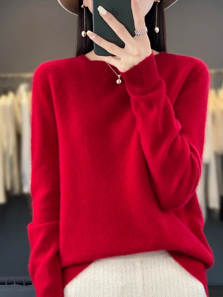 Levoire | Cachemire Pull Femme Col Rond Doux Et Élégant Pull-over Rot